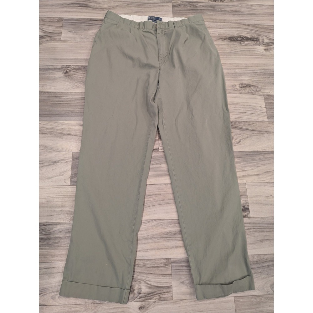 Vintage Polo Ralph Lauren Men's Hammond Pants Fit 36x32 Pleated Cuffed Olive